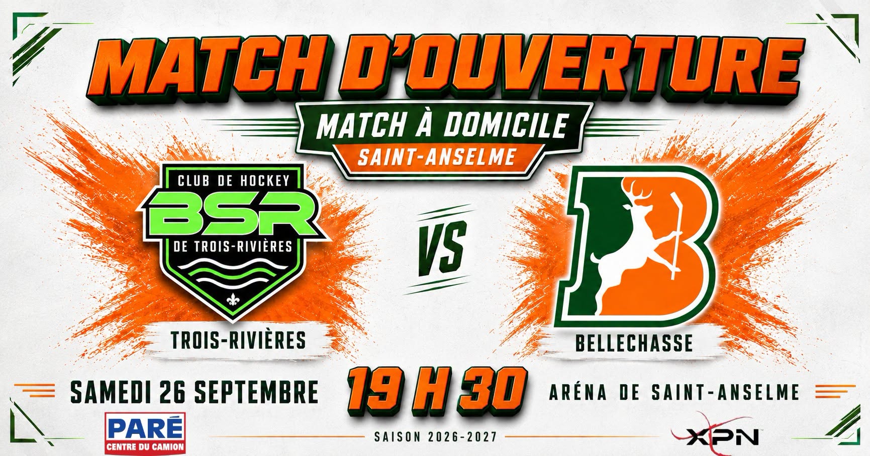 REPRISE — Trois-Rivières vs Bucks de Bellechasse | Match d\'ouverture 2026-2027